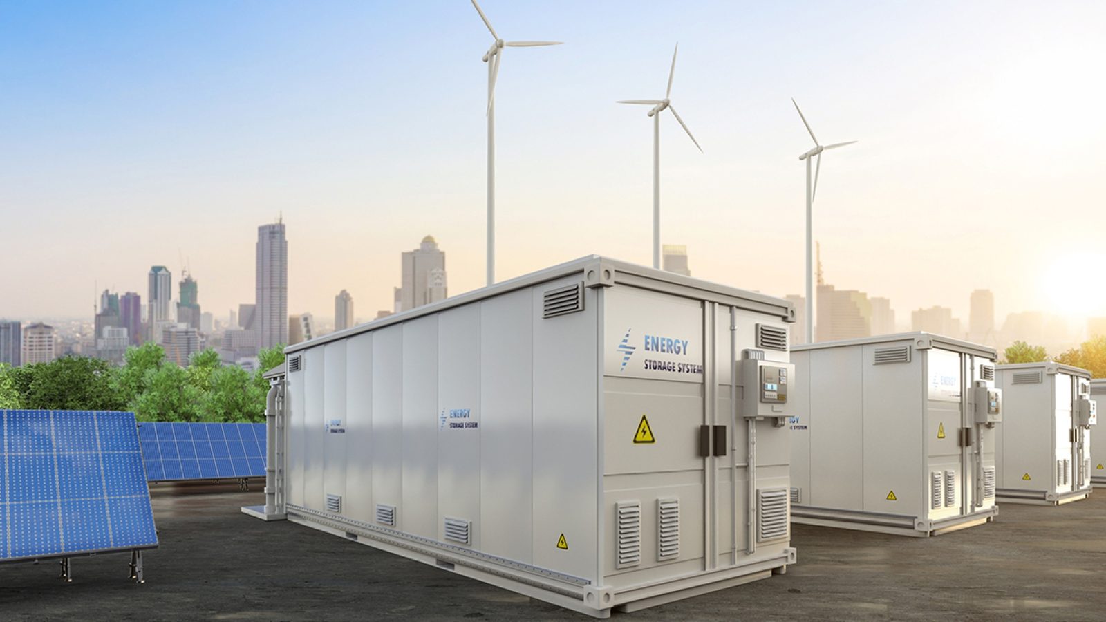 Grid-scale battery energy storage containers on site